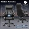 Leather Office Chair, Big and Tall Office Chair Executive Breathable PU Computer Chairs with Lumbar Support, High Back Home Desk Chairs with Flip-up Armrests, Adjustable Headrest