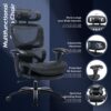 Ergonomic Mesh Office Chair with Footrest, Executive High Back Computer Desk Chair with Wide Headrest and Adjustable 3D Arms, Backrest, Tilt Lock and Lumbar Support-Black