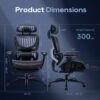 Ergonomic Mesh Office Chair with Footrest, Executive High Back Computer Desk Chair with Wide Headrest and Adjustable 3D Arms, Backrest, Tilt Lock and Lumbar Support-Black