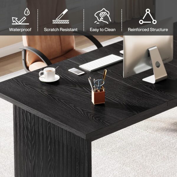 Tribesigns Modern Executive Desk, 63" Large Computer Office Desk, Conference Table Meeting Room Table, Simple Style Rectangle Writing Table for Home Office, Workstation Business Furniture, Black