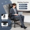 Leather Office Chair, Big and Tall Office Chair Executive Breathable PU Computer Chairs with Lumbar Support, High Back Home Desk Chairs with Flip-up Armrests, Adjustable Headrest