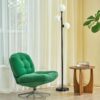 VONLUCE Mid Century Modern Floor Lamp 65", 3 Globe Lights Standing Lamp with LED Bulbs & Frosted Shades, Contemporary Dimmable Tall Pole Lamp for Living Room Bedroom Office, Black
