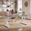 Tribesigns 70.86-Inch Large Executive Desk, Industrial Home Office Computer Desk, Simple Long Writing Study Table Business Furniture (Grey/White)
