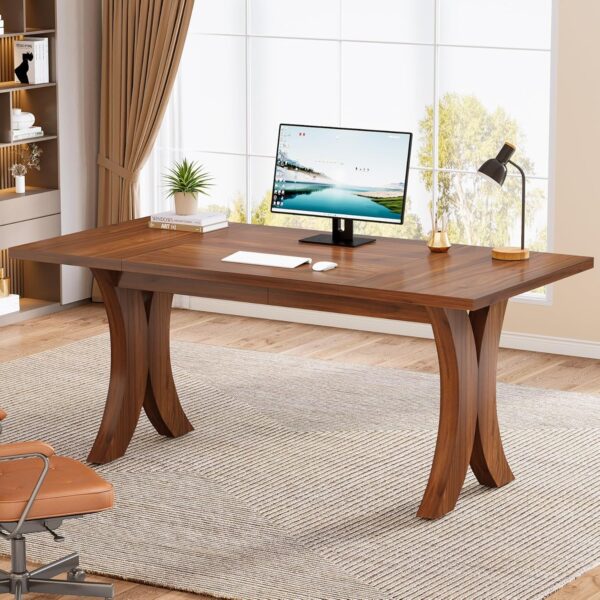 Tribesigns Executive Desk, 63" Large Office Desk, Wood Computer Writing Desk, Mid-Century Laptop Desk Meeting Room Table, Modern Business Workstation Table for Home Office