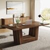 Tribesigns 63-inch Executive Office Desk, Modern Computer Home Office Desk with Robust Base, Large Wooden Writing Conference Table Business Workstation for Home Office, Walnut Brown