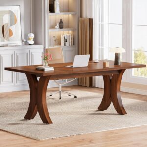 Tribesigns Executive Desk, 63" Large Office Desk, Wood Computer Writing Desk, Mid-Century Laptop Desk Meeting Room Table, Modern Business Workstation Table for Home Office