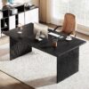 Tribesigns Modern Executive Desk, 63" Large Computer Office Desk, Conference Table Meeting Room Table, Simple Style Rectangle Writing Table for Home Office, Workstation Business Furniture, Black