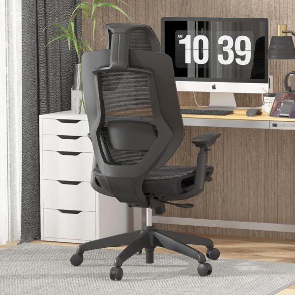 FLEXISPOT Upgraded OC6 Big and Tall Office Chair Heavy Duty,4D Armrest Mesh Ergonomic Home Office Chair with High Back,Lumbar Support,Tilt Function,and 360°Swivel Wheels(Black)