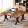 Tribesigns Executive Desk, 63" Large Office Desk, Wood Computer Writing Desk, Mid-Century Laptop Desk Meeting Room Table, Modern Business Workstation Table for Home Office