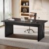 Tribesigns Modern Executive Desk, 63" Large Computer Office Desk, Conference Table Meeting Room Table, Simple Style Rectangle Writing Table for Home Office, Workstation Business Furniture, Black