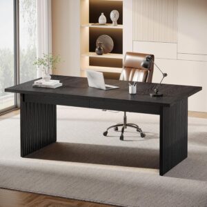 Tribesigns Modern Executive Desk, 63" Large Computer Office Desk, Conference Table Meeting Room Table, Simple Style Rectangle Writing Table for Home Office, Workstation Business Furniture, Black