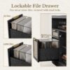 Home Office Furniture Set, 70" Standing Desk with 4 Drawer File Cabinet and 73'' Bookcase, Executive Desk with AC/USB, Tall Bookshelf with Drawers, Rattan Style Balck
