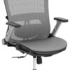 COLAMY Ergonomic Mesh Office Chair with Footrest, High Back Computer Executive Desk Chair with Headrest and 4D Flip-up Armrests, Adjustable Tilt Lock and Lumbar Support-Grey
