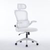 Ergonomic Mesh Office Chair, 400 lbs Capacity, High Back Desk Chair with Adjustable Lumbar Support, 3D Headrest, Flip-Up Armrests, and PU Wheels for Long Workdays and Home Office (White)