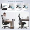 COLAMY Executive Mesh Office Chair with Footrest, Ergonomic Chair High Back with Adjustable Lumbar Support, Computer Desk Chair for Office/Work-Black