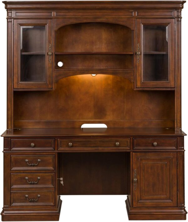 Liberty Furniture Industries Brayton Manor 5 Piece Jr Executive Set, W66 x D24 x H25, Dark Brown