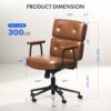FLEXISPOT Home Office Desk Chair, 23.4 * 20.1in Wide Comfy Office Chairs，Vanity Chair with Back/Soft Armrest/300 Heavy Duty/Wheels, Makeup Chair for Vanity Desk, Leather Seat, Rustic Brown
