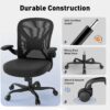 Mesh Office Chair with Adjustable Lumbar Support, Ergonomic Home Office Desk Chair with Wheels and Flip-up Arms, Black