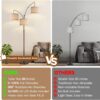 Dimmable Floor Lamp, 3 Lights Brown Arc Floor Lamps for Living Room, Modern Tall Standing Tree Lamp with Beige Linen Shade & Heavy Base, Large Floor Lamp for Bedroom Office, 3x1000 LM Bulbs Included
