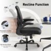 Mesh Office Chair with Adjustable Lumbar Support, Ergonomic Home Office Desk Chair with Wheels and Flip-up Arms, Black