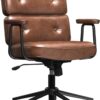 FLEXISPOT Home Office Desk Chair, 23.4 * 20.1in Wide Comfy Office Chairs，Vanity Chair with Back/Soft Armrest/300 Heavy Duty/Wheels, Makeup Chair for Vanity Desk, Leather Seat, Rustic Brown