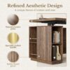 70" Standing Desk with Storage, Executive Height Adjustable Desk with AC/USB and Privacy Panel, Large One-Piece Destop, Fluted Computer Desk for Home Office, Black Walnut