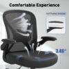 Mesh Office Chair with Adjustable Lumbar Support, Ergonomic Home Office Desk Chair with Wheels and Flip-up Arms, Black