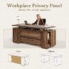 70" Standing Desk with Storage, Executive Height Adjustable Desk with AC/USB and Privacy Panel, Large One-Piece Destop, Fluted Computer Desk for Home Office, Black Walnut