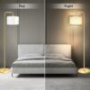 [Upgraded] LED Floor Lamp for Living Room, 3 Color Temperature Floor Lamp with Foot Switch Modern Standing Lamp Tall Pole Floor Reading Lamp for Bedroom, Study Room, Office, 9W Bulb Included, Gold