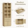 Home Office Furniture Set, 70" Standing Desk with 4 Drawer File Cabinet and 73'' Bookcase, Executive Desk with AC/USB, Tall Bookshelf with Drawers, Fluted Style Light Walnut