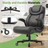 550LBS Big and Tall Office Chair with Air-Adjust Lumbar Support for Back Pain,Breathable PU Leather Desk Computer Chair Double Space Caster Safe for All Floors,Wide Cushion Executive Home Office Chair