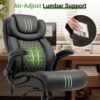 550LBS Big and Tall Office Chair with Air-Adjust Lumbar Support for Back Pain,Breathable PU Leather Desk Computer Chair Double Space Caster Safe for All Floors,Wide Cushion Executive Home Office Chair