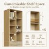 Home Office Furniture Set, 70" Standing Desk with 4 Drawer File Cabinet and 73'' Bookcase, Executive Desk with AC/USB, Tall Bookshelf with Drawers, Fluted Style Light Walnut
