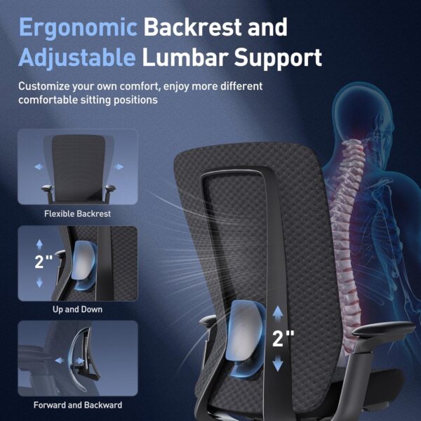 81qiESsN3SL._AC_SL1500_.jpg COLAMY Ergonomic Mesh Office Chair, Computer Executive Desk Chair, Ergonomic Office Chair Lumbar Support with Flexible Backrest, Slide Seat, Blackgrey