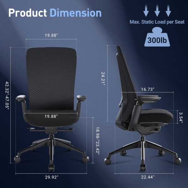 81rBN3VJniL._AC_SL1500_.jpg COLAMY Ergonomic Mesh Office Chair, Computer Executive Desk Chair, Ergonomic Office Chair Lumbar Support with Flexible Backrest, Slide Seat, Blackgrey