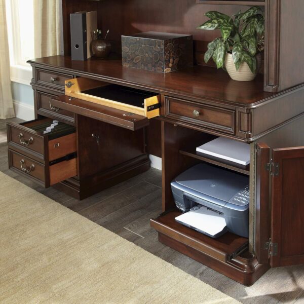 Liberty Furniture Industries Brayton Manor 5 Piece Jr Executive Set, W66 x D24 x H25, Dark Brown