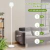 64.2'' White Floor Lamp, 3 Color Temperatures LED Bulb Included, Modern Standing Lamp with Opal Glass Shade, Tall Pole Standing Lamps for Living Room, Office, Bedroom, Home Decor, Foot Pedal Switch