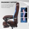 400lb Big Tall Recliner Office Chairs with Footrest PU Leather High Back Reclining Desk Chairs with Wheels, Plus Size Home Office Napping Managerial Executive Chair (Black Brown)