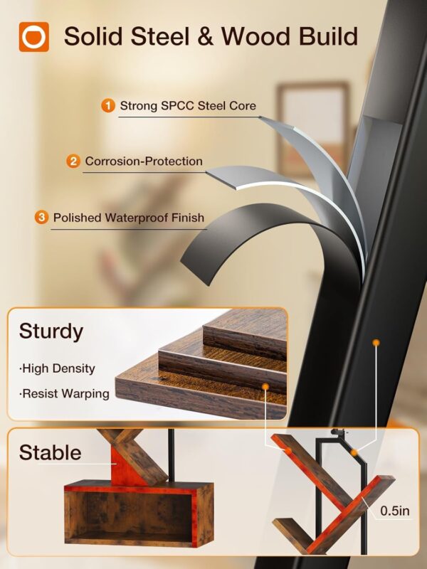 71be-TQ150L._AC_SL1500_.jpg addlon 6-Tier Tree Book Shelf with LED Light, Steel&Wood Bookshelf with Storage Cabinet, Narrow Tall Bookcase with 3CCT Bulb, Small Bookshelf for Bedroom, Home Office&Living Room-Rustic Brown