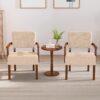 Accent Chair Set of 2 with Table, Living Room Chairs with Soft Seat and Armrests for Living Room Bedroom Reading Room Waiting Room (Beige) (AC01)