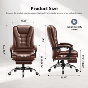 71pRSgn5OL._AC_SL1500_.jpg Executive Office Chair with Foot Rest Ergonomic Leather Computer Chair High Back Desk Chairs for Home Office, Brown