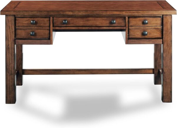 Homestyles Tahoe Aged Maple Executive Writing Desk with Five Drawers and Keyboard Tray