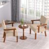Accent Chair Set of 2 with Table, Living Room Chairs with Soft Seat and Armrests for Living Room Bedroom Reading Room Waiting Room (Beige) (AC01)