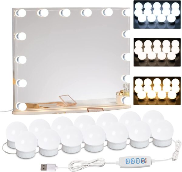 61q07Vec9aL._AC_SL1500_.jpg 22.6ft Led Vanity Mirror Lights with 14 Dimmable Light Bulbs Makeup Vanity Lights for Big Long Mirror,Mirror Not Included
