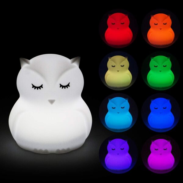 Big Size Night Light for Kids, Children Night Light, Bedside Lamp Multicolor Light with Remote Control, Break Resistant, Eye Caring, Adjustable Brightness & Color, Timing Function - Large Owl