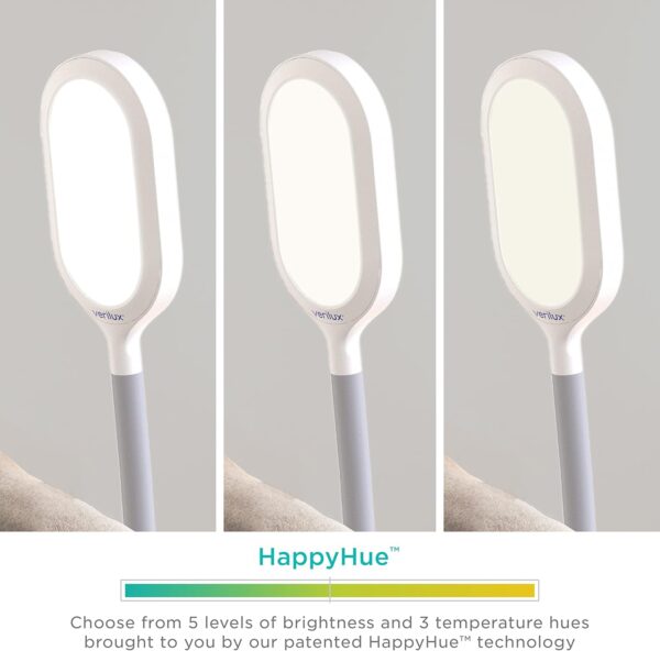 Verilux HappyLight Duo - 2-in-1 Light Therapy & Task Floor Lamp - UV-Free Full Spectrum LED, 10,000 LUX, Adjustable Brightness and Color, Flexible Gooseneck, and Adjustable Height