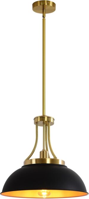 16.5-inch Rural Modern Industrial Style Lamps, Classic Retro Ironwork semi-Suspended Chandeliers, Branch-Shaped Kitchen Islands, Matte Black and electroplated Copper Natural Color finishes