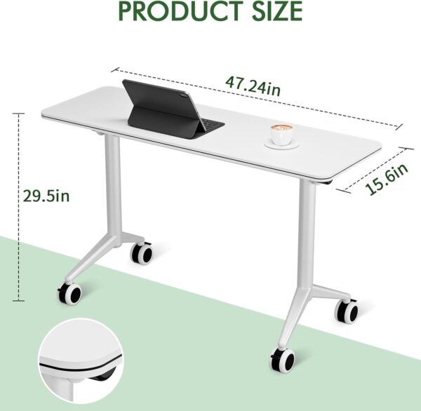 Folding Conference Table with Wheels, Flip Top Mobile Desk with Locking Silent Casters - Space Saving Rolling Table for Training Room, Office, Classroom, Conference Room,1 Pack