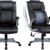 71H3t97DINL._AC_SL1500_.jpg COLAMY Leather Executive Office Chair- High Back Home Computer Desk Chair with Padded Flip-up Arms, Adjustable Tilt Lock, Swivel Rolling Ergonomic Chair for Adult Working Study-Black, Set of 2