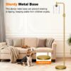 【Upgraded】Dimmable Gold Floor Lamp for Living Room with Clear Glass Lampshade, Glass Modern Floor Lamp with 900LM Edison Bulb Included, Standing Tall Lamp for Bedroom, Office, Reading Room, Corner